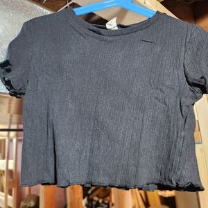 SHEIN Black Ribbed Kids Tee